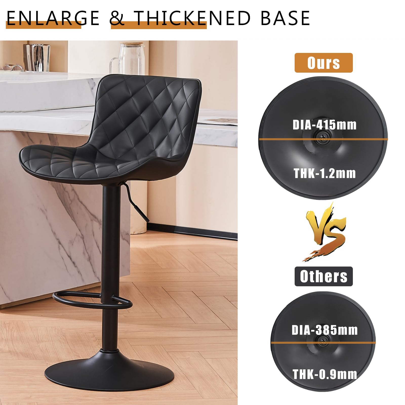 YOUNUOKE Bar Stool with Back Modern Faux Leather Swivel Counter Height Barstool Adjustable Tall Bar Stool Chair for Kitchen Islands