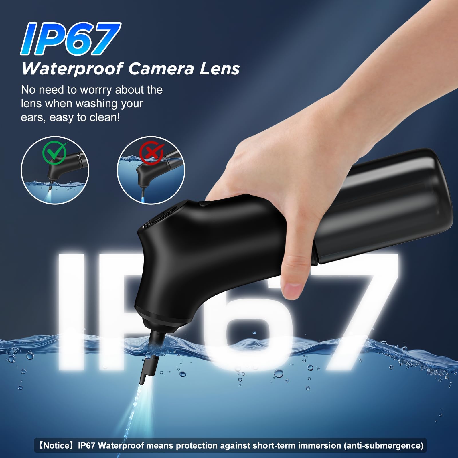 Ear Wax Removal, Ear Cleaner with Camera, Electric Ear Irrigation Flushing System with 4 Water Pressure Settings, 1080P HD Ear Scope, Ear Wax Removal Tool Camera