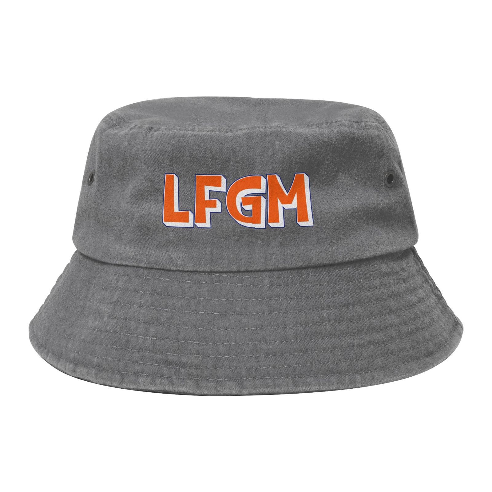 YVNUM Lfgm Let's Go Mets Bucket Hats for Women Men Trendy Washed Cotton Sun Hat for Beach,Golf,Fishing,Gray