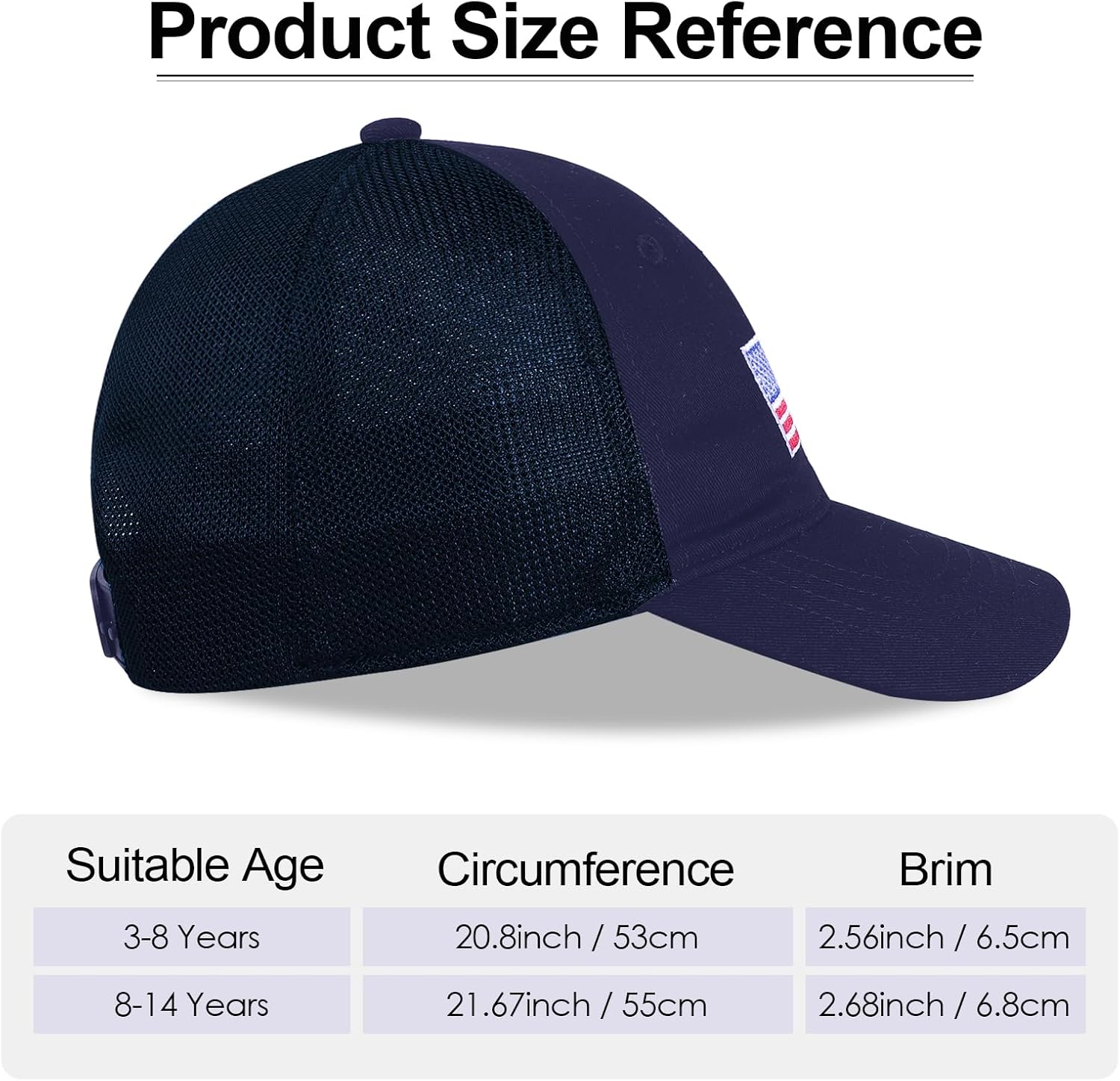 Kids American Flag Baseball Cap Boys Girls Mesh Baseball Hat, Toddler Embroidery Trucker Hat for Age 3-14 Years - Image 9