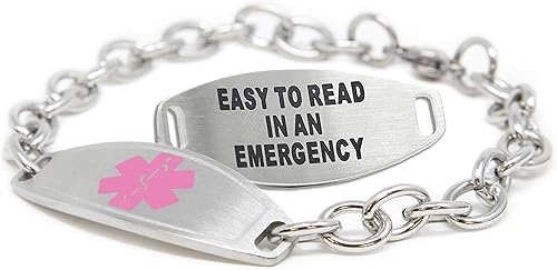Miniatura 10 de Pulsera de alerta médica para mujer, identificación médica grabada personalizada, cadena de eslabones de acero de 0.236 in