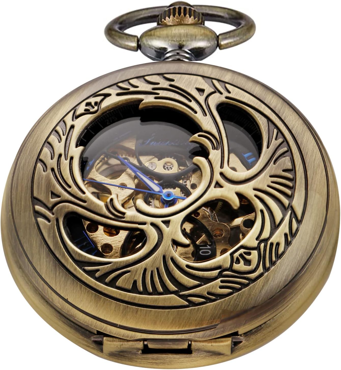 Realpoo Classic Brown Openwork Case Mechanical Pocket