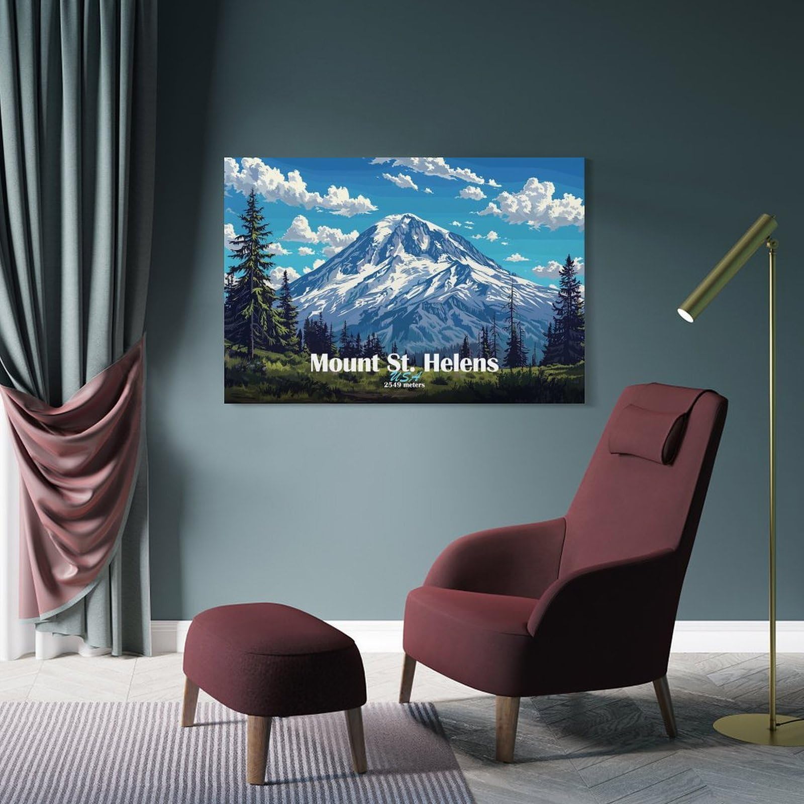Junmoney Mount St. Helens Landscape Canvas Wall Art, 16x24inch(40x60cm), for Wall Displays, Bedrooms Or Room Updates, Ideal for Building A Coordinated Art Wall