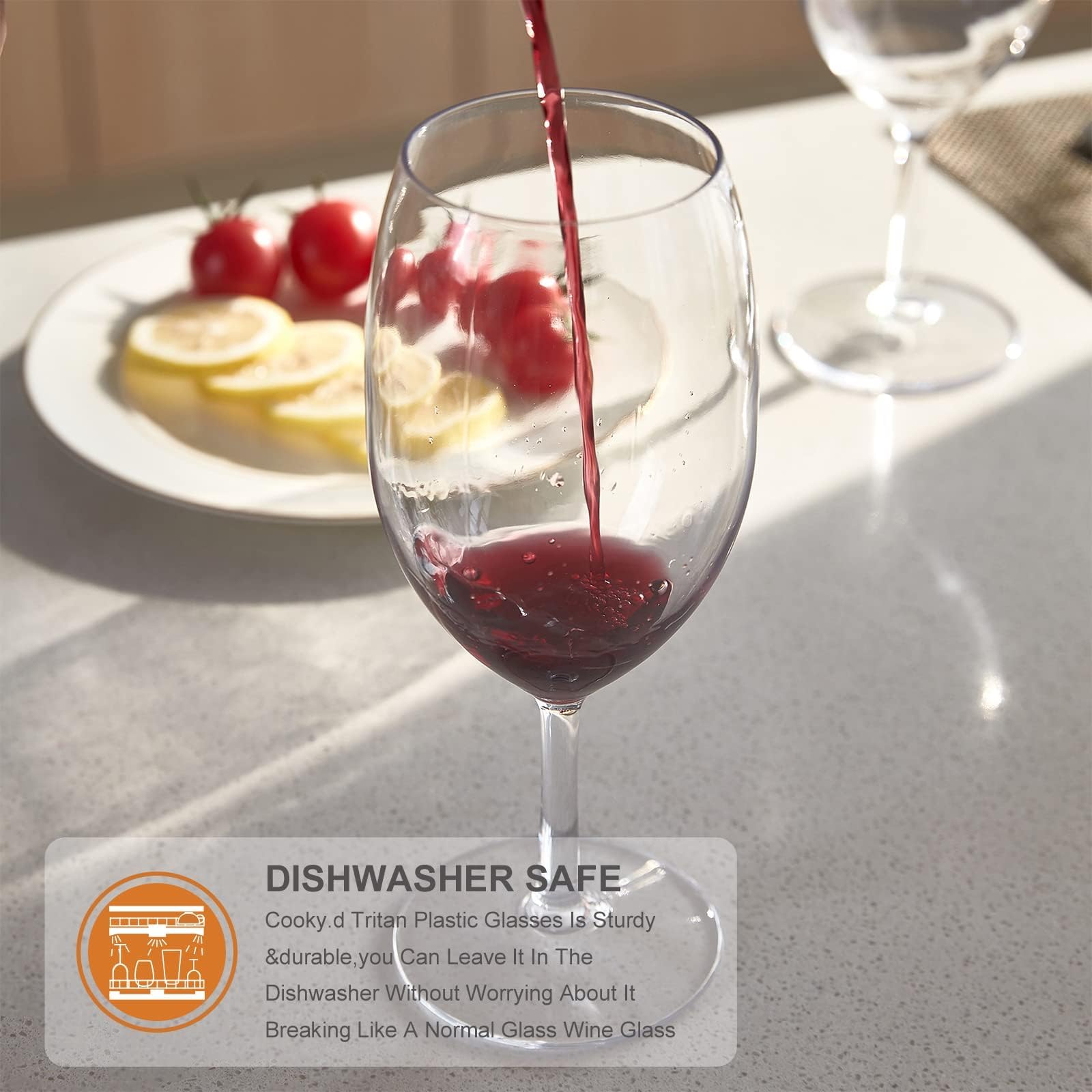 Großformatige schwimmende Weingläser für Pool aus Tritan-Kunststoff – Rot/Weiß - 6er-Set - 570ml - spülmaschinenfest