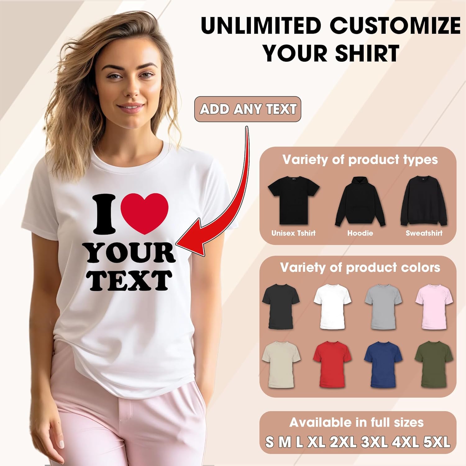 I Heart Shirt with Custom Text, Photo I Heart Custom Shirt Custom Girlfriend Boyfriend Shirt Gift for Women Men Couple - Image 2