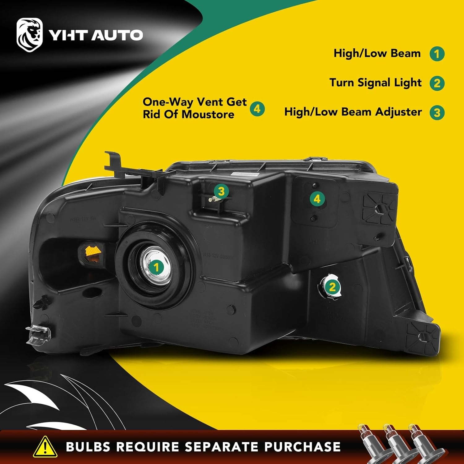 YHTAUTO Pair Headlights Assembly Compatible with Ford F-150 2004-2008 & Lincoln Mark LT 2006-2008, No Bulbs Included, Direct Fit DOT Certified Head Lights Lamps, Clear Lens Chrome Housing