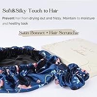 Vista 5 de YANIBEST Gorro de satén de doble capa de seda ajustable para el pelo para dormir para mujeres, cabello natural rizado para mamá