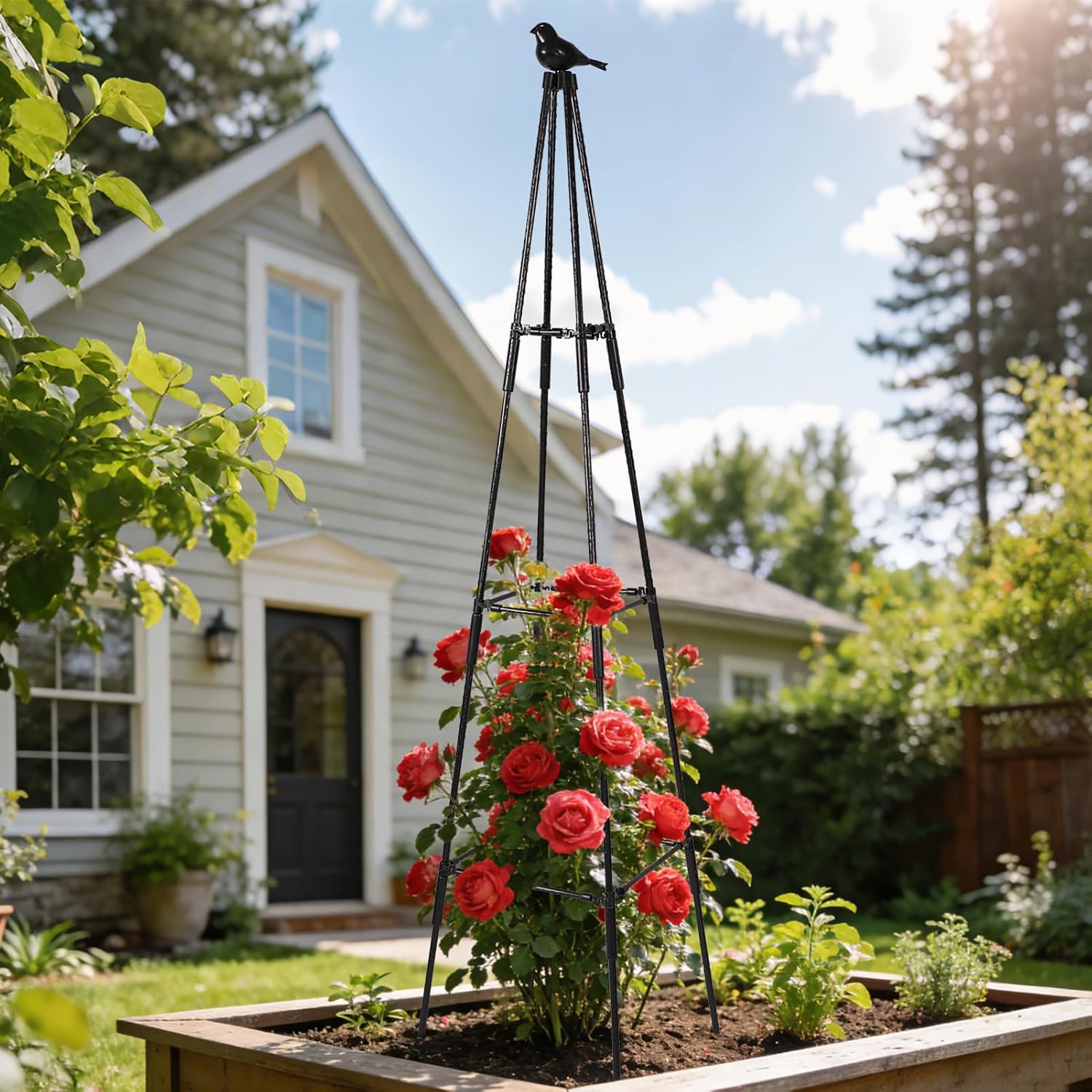 Garden Trellis for Climbing Plants, 67 Inch Cucumber Obelisk Trellis Rustproof Plants Support for Potted Vines Flowers Outdoor, 2PCS