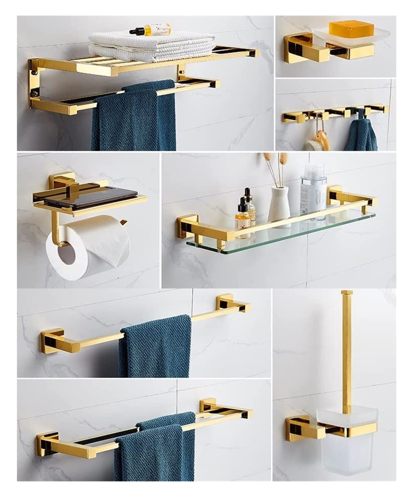ISCBAFYX Toallero Barra para Toallas Montado en la Pared Barra para Toallas de Mano de latón Soporte para Toallas de baño Colgador para paños de Cocina/baño/A (Doble Varilla Lobo Gris)