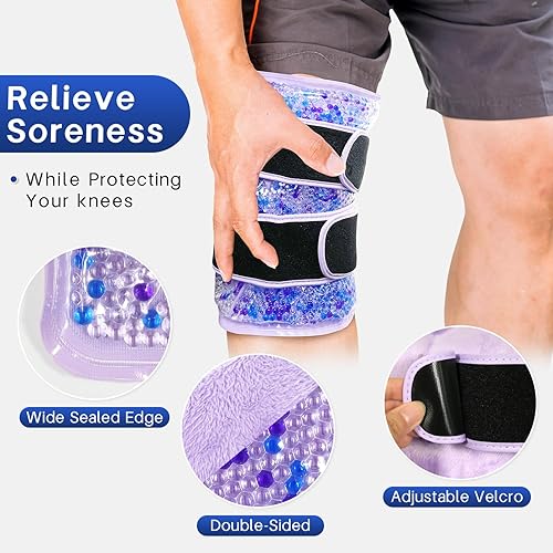 Miniatura 2 de Envoltura de hielo de rodilla para aliviar el dolor, envoltura de hielo de gel reutilizable para lesiones en las piernas, hinchazón, reemplazo de