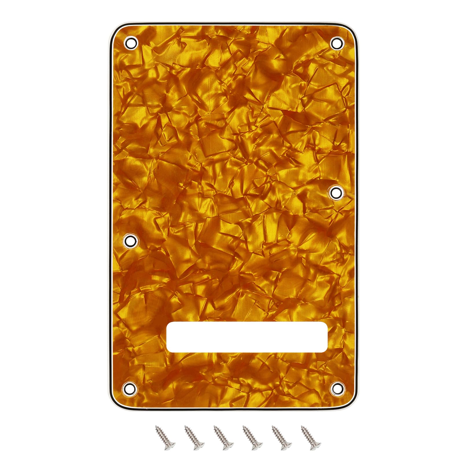 Banworks 4 Ply Electric Guitar Backplate 6-Hole Trem Tremolo Cover for USA/Mexican Standard Strat ST JT/HGB-01 Yellow Pearl