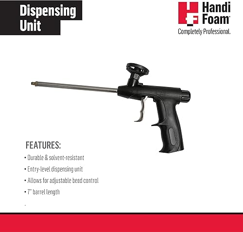 Miniatura 3 de HandiFoam HT330 Aplicador de espuma para pistola, barril de 7 pulgadas (7.1 in), control de cuentas ajustable, compatible con la mayoría de latas de