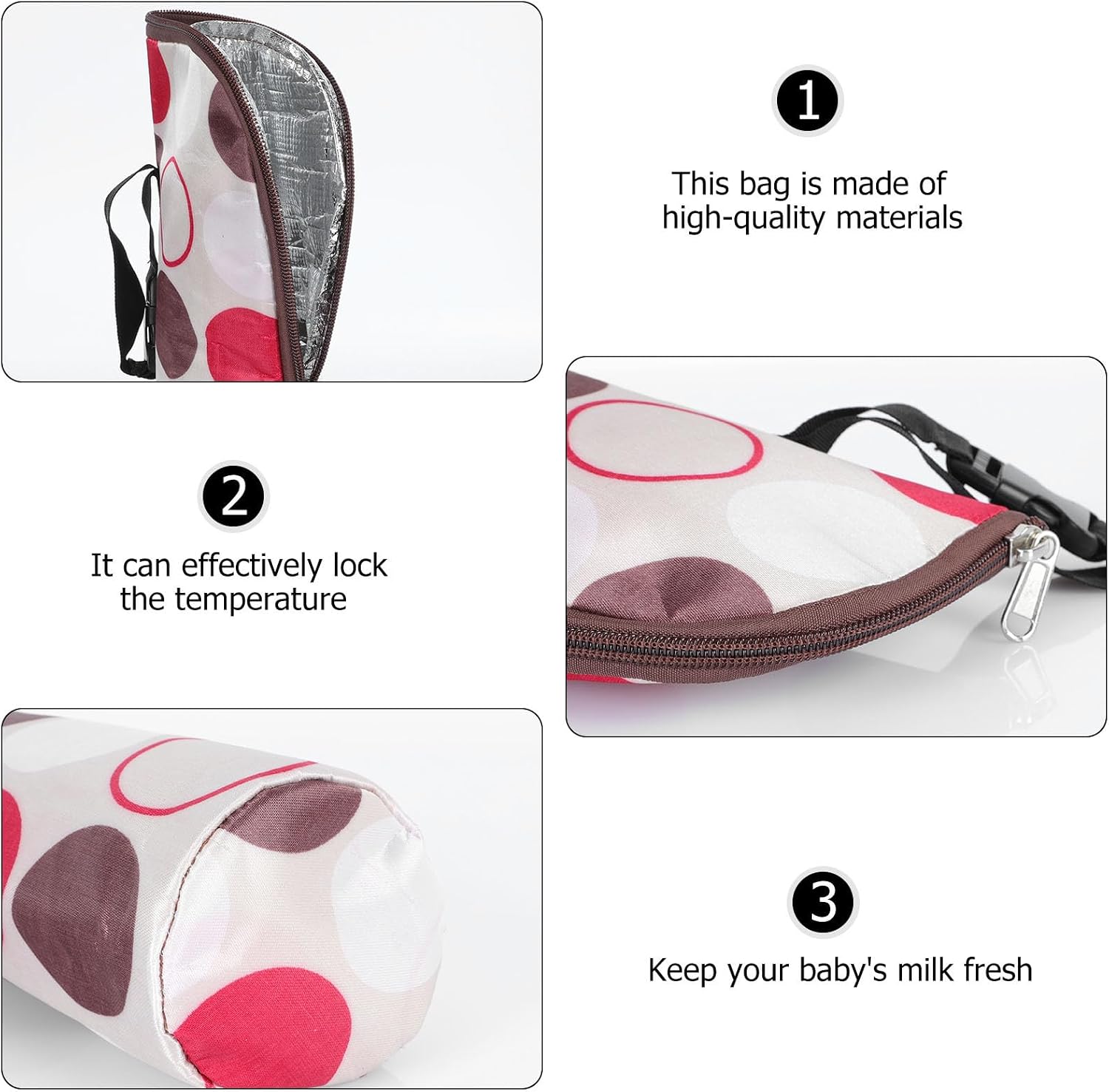 Kisangel Insulated Milk Bottle Thermal Bag for Infants Portable Nursing Bottle Pouch with Hanging Strap Beige Gardener Design for Stroller Feeding