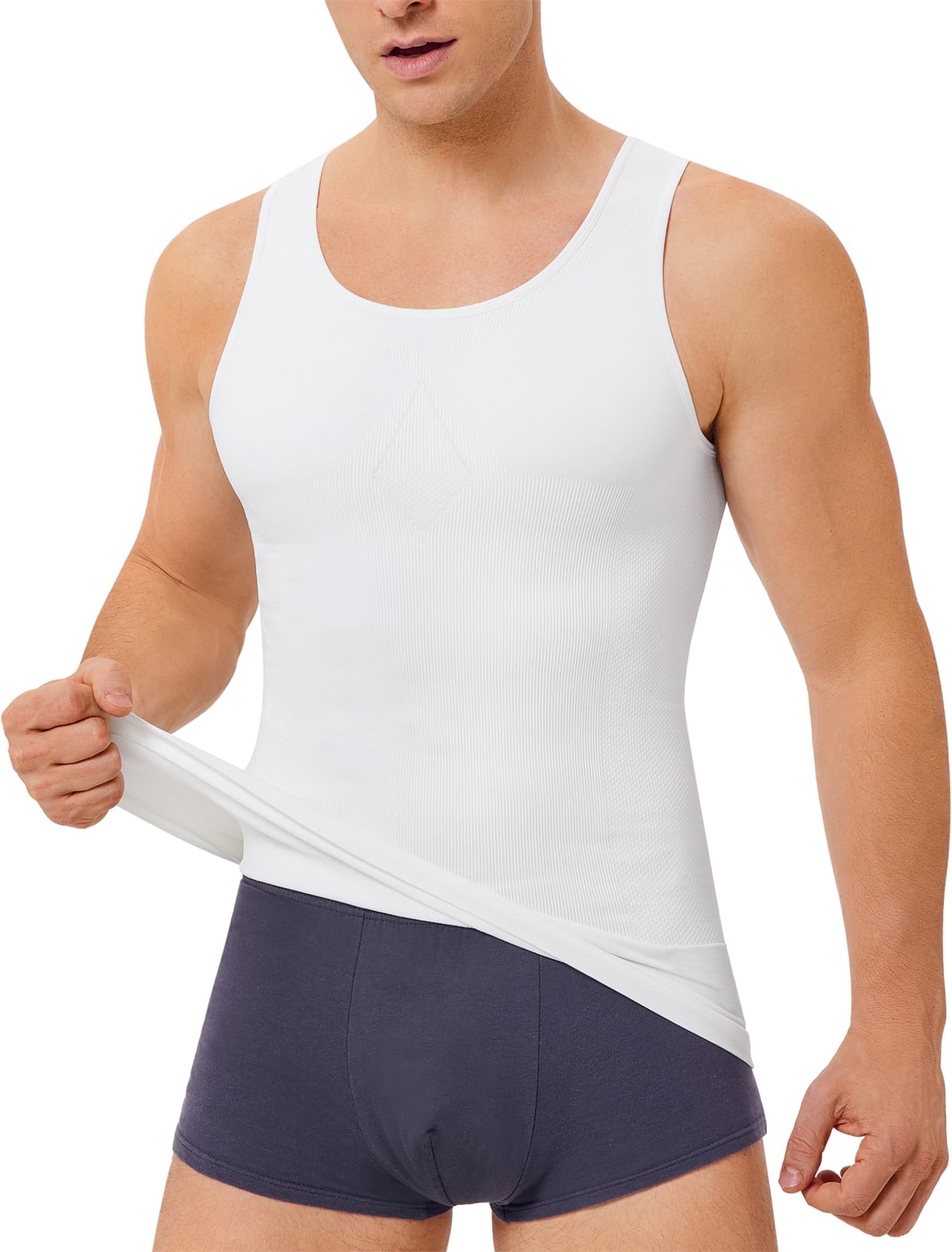 TAILONGCompression Shirts for Men Shapewear Slimming Body Shaper Waist Trainer Vest Workout Tank Tops Abdomen Undershirts