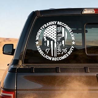 We The People Sticker Decals 1776 Distressed American USA Flag Skull Decal, Patriotic Vinyl