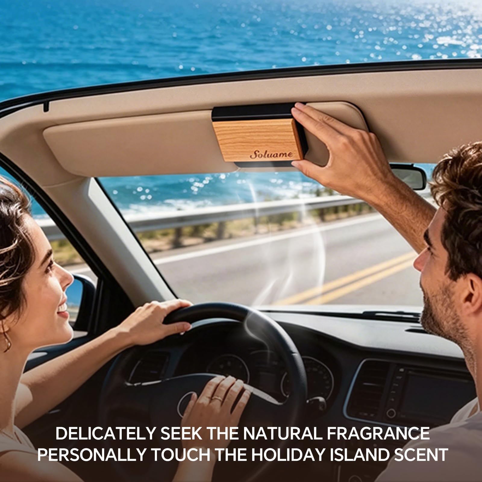 Car Air Freshener, Natural Wood Air Freshener Long Lasting, Car Air Freshener Diffuser with Metal Clip, Car Odor Eliminator, Magnetic Auto Accessories Amber - 3