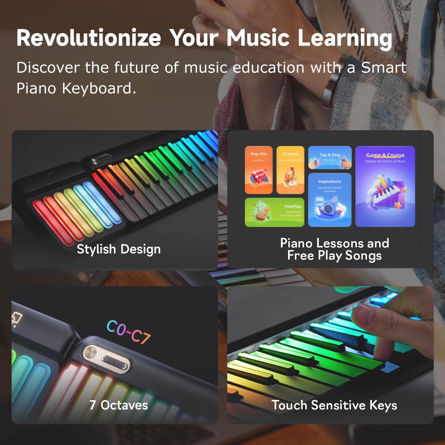 Popupiano Smart Piano Keyboard, 59 Keys Digital Piano for
