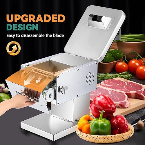 Miniatura 2 de Newhai Cortadora de carne de 0.197 in Máquina cortadora de carne eléctrica Cortadora de carne cruda Cuchilla desmontable Acero inoxidable 110V US