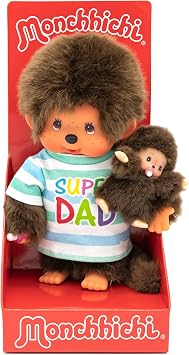 Sekiguchi Monchhichi 220960 Plush Toy Dad with Child, Approx. 20 cm