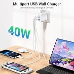 2 Pack USB C Charger Block • 40W 4Port Fast Charging Block Cube • Dual USB C Wall Charger Plug • Phone Charger Box Compatible with iPhone 16 15 14 13 12 Pro Max, XS/XR/X, iPad, Samsung S23 S22,Google