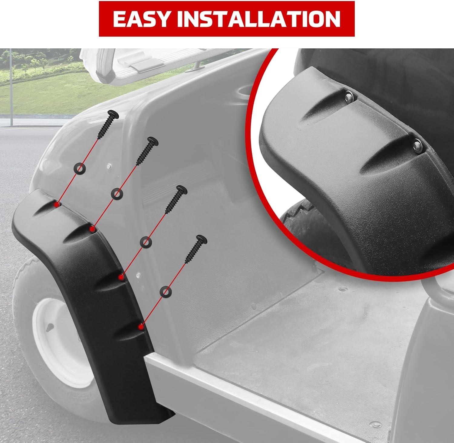 Front & Rear Fender Flares for Yamaha Golf Cart, Combined Mud Flaps Mud Guard Extension for Yamaha Golf Cart G14 G16 G19 G20 G22 Standard and Unmodified Accessories, 4PCS