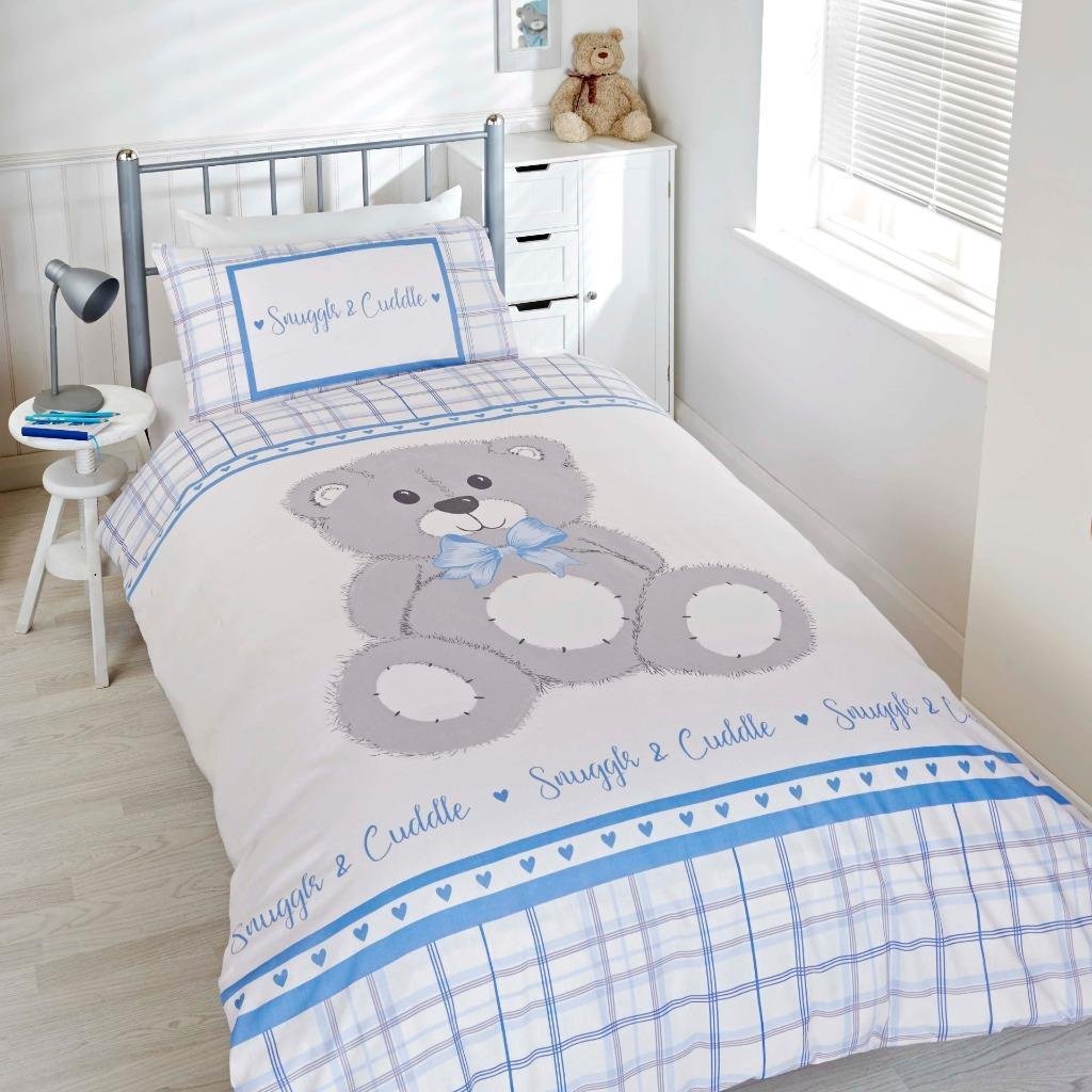 Rapport Home Children's Teddy Bear Bedding Set Blue Double Duvet Cover Set