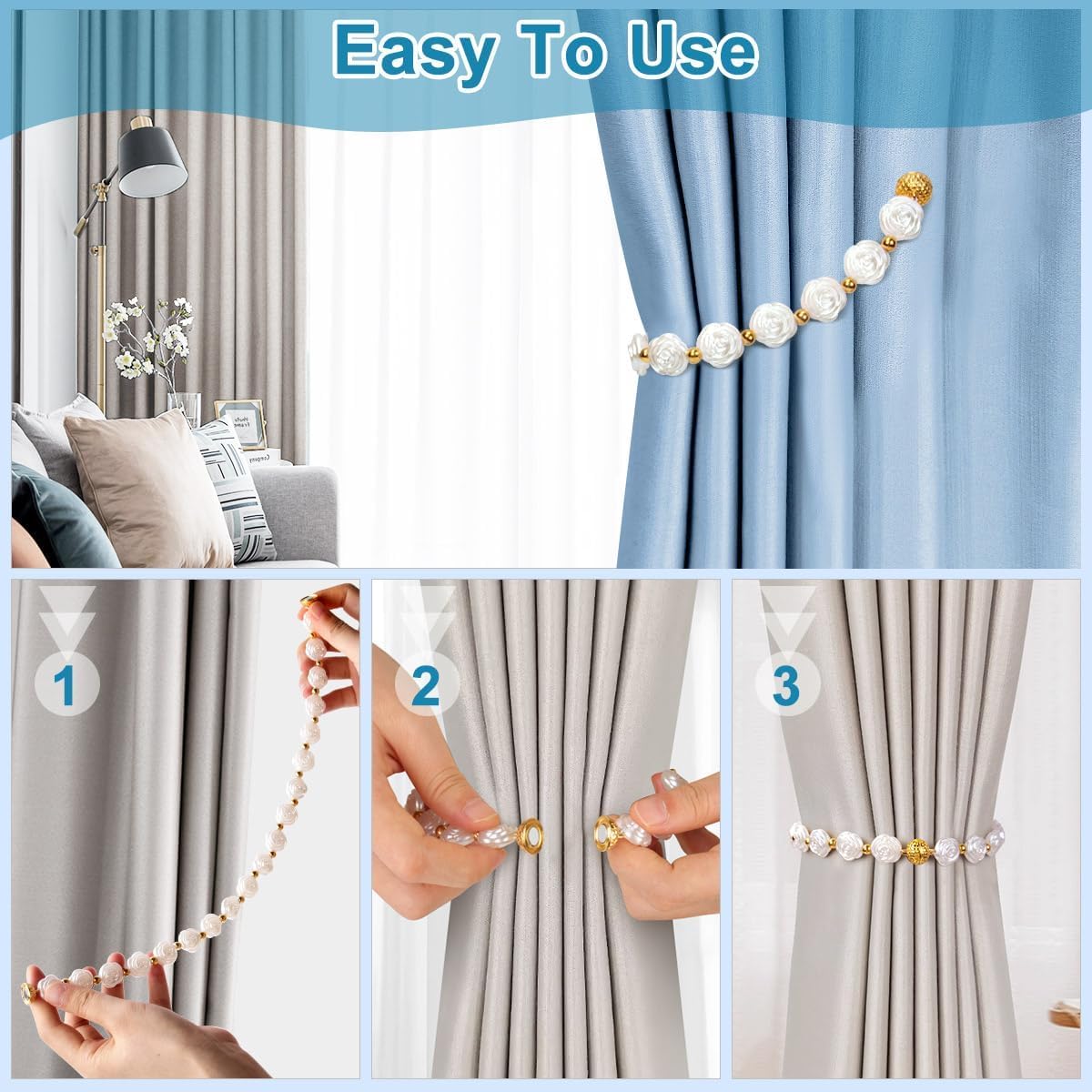 Fermatende Magnetici Oro - Set Da 2 Per Tende Interni Ed Esterni - Foto 7