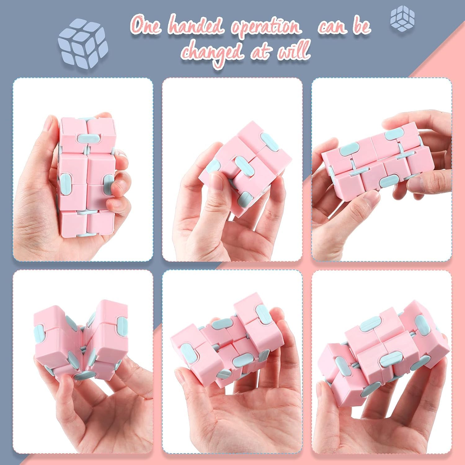 Qcwwy Plastikowa Kostka Nieskończoności Mini Fidget Toy 3 szt. Gra Dekompresyjna Poprawia ostrość Idealna dla Pracowników Biurowych i Przyborów Szkolnych dla Dorosłych