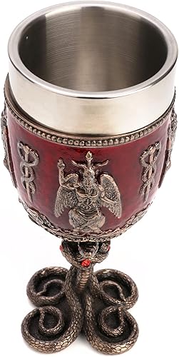 Miniatura 3 de Veronese Design Vaso de acero inoxidable de 6 7/8 pulgadas Baphomet Crimson Jeweled Serpent Cáliz