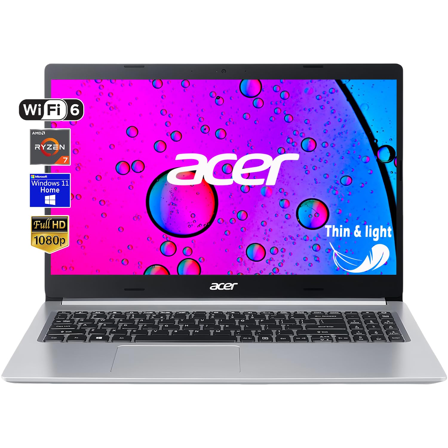 Acer Aspire 5 15.6" Slim Laptop Octa-core AMD Ryzen 7 5825U AMD Radeon Graphics Backlit KB USB Type-C Long Battery Life Windows 11 Home 64-bit W/HDMI