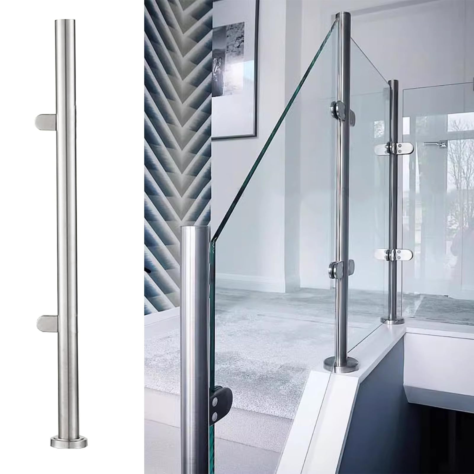 Garde-corps en verre d'escalier sur mesure pour rénover un hall d'accueil