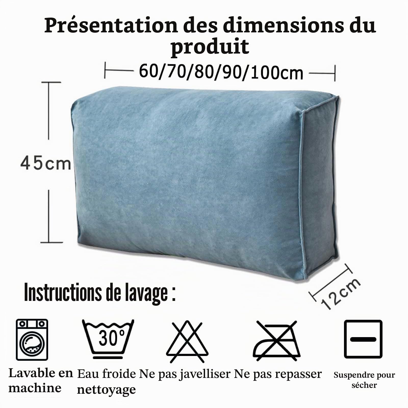 Coussin Dossier Canapé Coussin Tete De Lit Coussin De Lecture pour Lit Confortable Coussin Lombaire Oreiller Ergonomique Dossier De Lit Lavable,#9-100x45x12cm