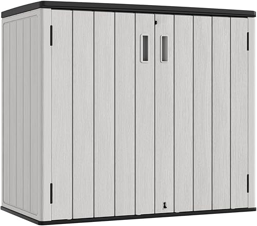 Miniatura 10 de KINYING Cobertizos de almacenamiento horizontales para exteriores, gabinete de almacenamiento para exteriores, caja de almacenamiento de