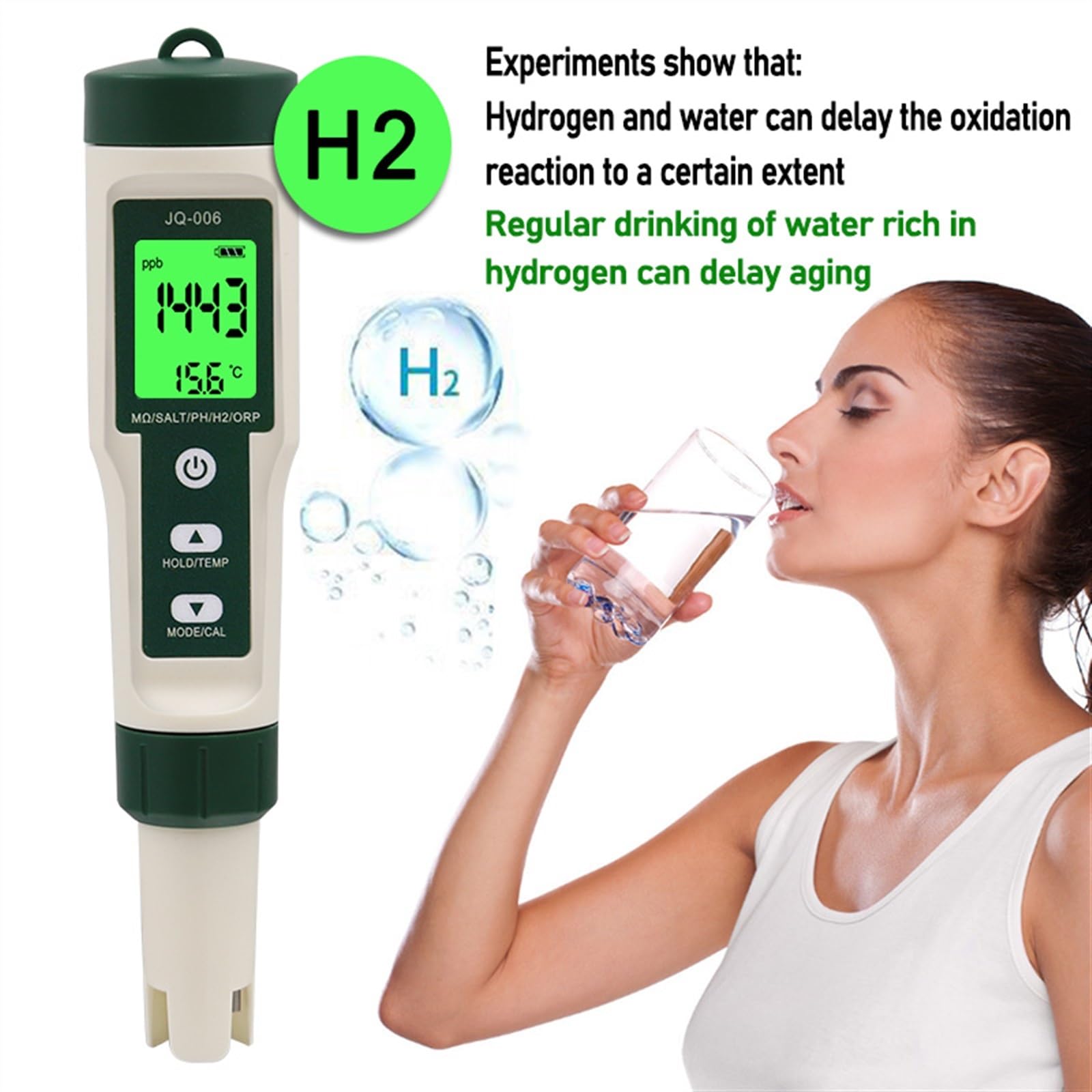 Misuratore TDS, Questo, Come, Misuratore, Tester della qualità 'Acqua 10 in 1 PH/T D S/EC/SALT/TEMP/SG/ORP/H2/penna Fertile/resistività Acquario per Piscina,per Acqua Potabile(No Backlight)