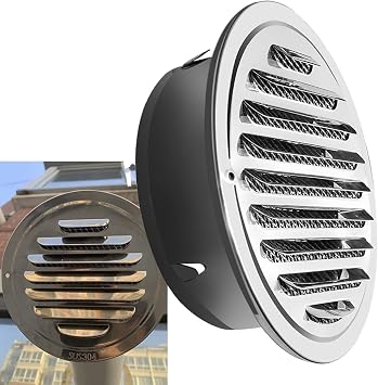 Louvered Grille Cover 304 Stainless Steel Exhaust Vent 8 Inch 5Inch 3,2Inch Round Soffit Air Vent Wall Mount Flat Vents Outdoor Exhaust Vent For Dryer Hoods Ventilation Ducts  Size 200mm7.9inch