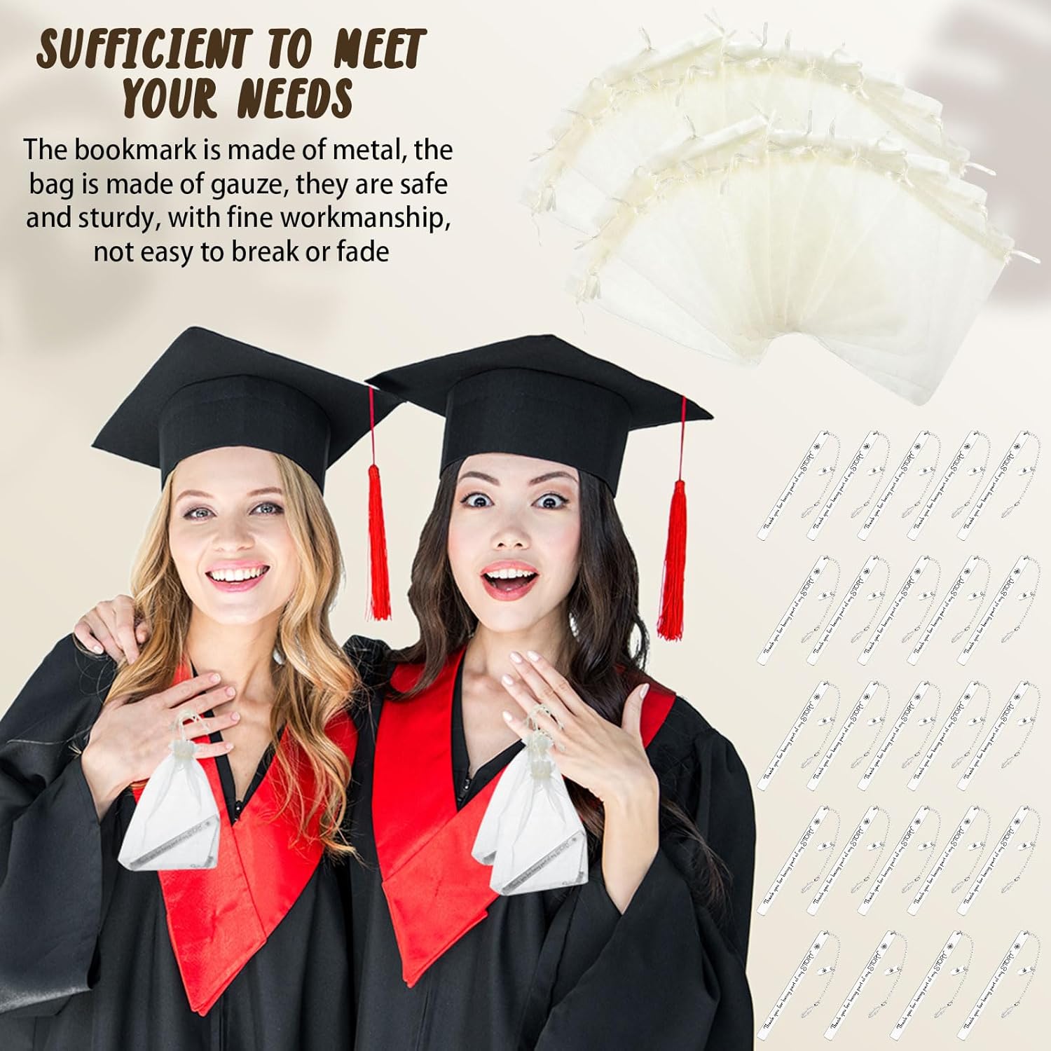 Outus 24 Set Appreciation Gifts for Women Men Bookmark with Chain and Gift Bags for Inspirational Teacher Coworker Valentine Graduation End of Year Retirement Leaving Gift (Thank You)