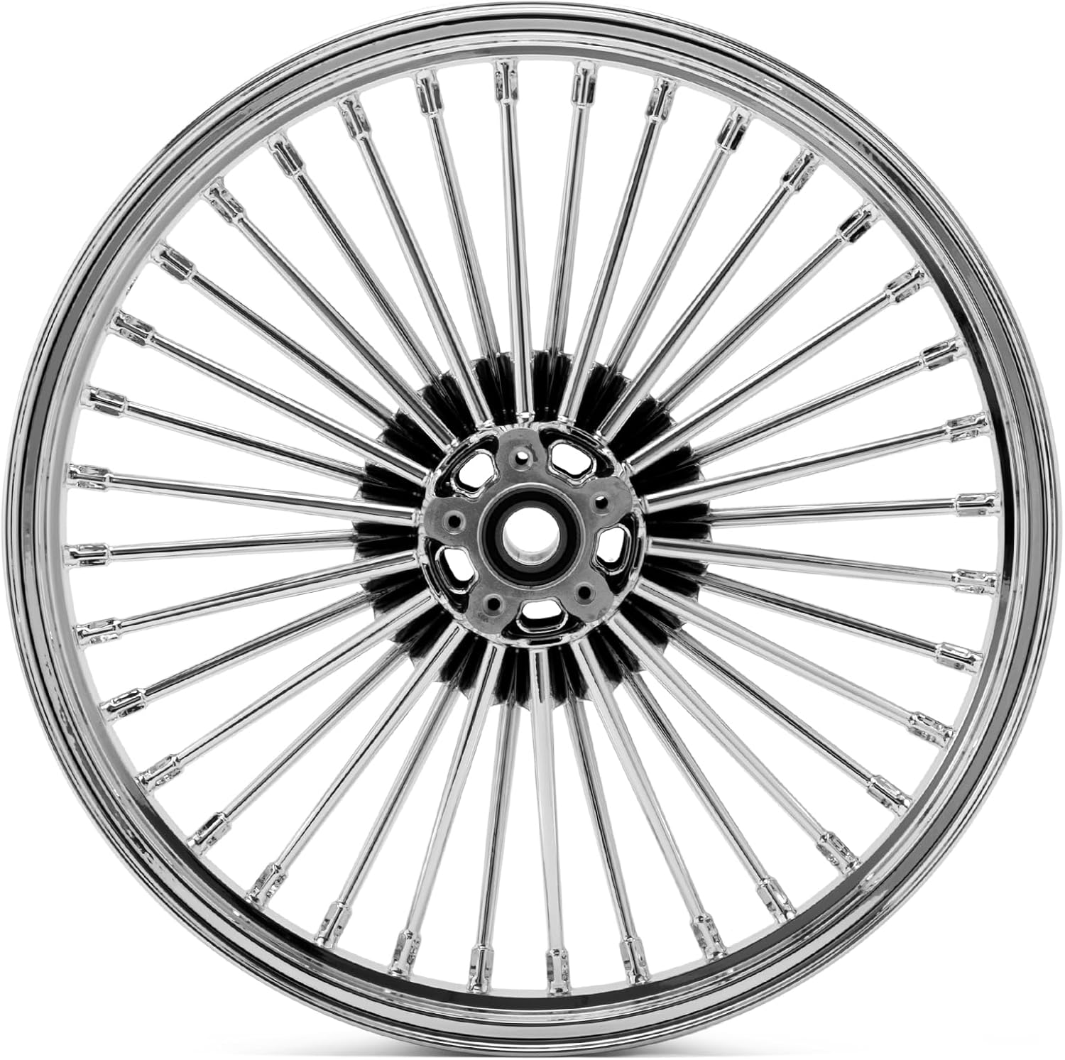 TOFR 21x2.15 Front Rim Wheel 36 Fat Spokes Tubeless For Harley Heritage Softail, Deluxe, Springer Classic, Fat Boy, Deuce, Softail Standard, Custom, Night Train Chrome