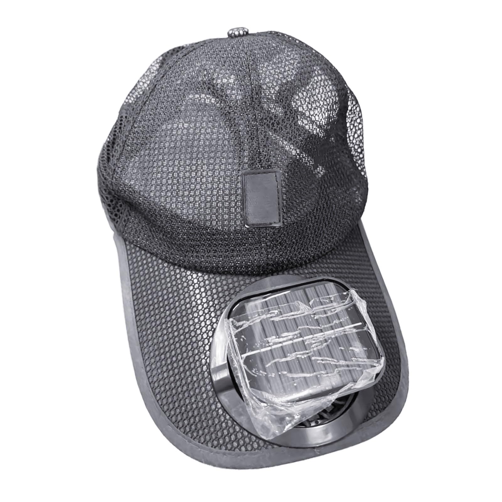 Solar USB Rechargeable Fan Hat Unisex Adjustable Wind Speed Wide Brim Grey