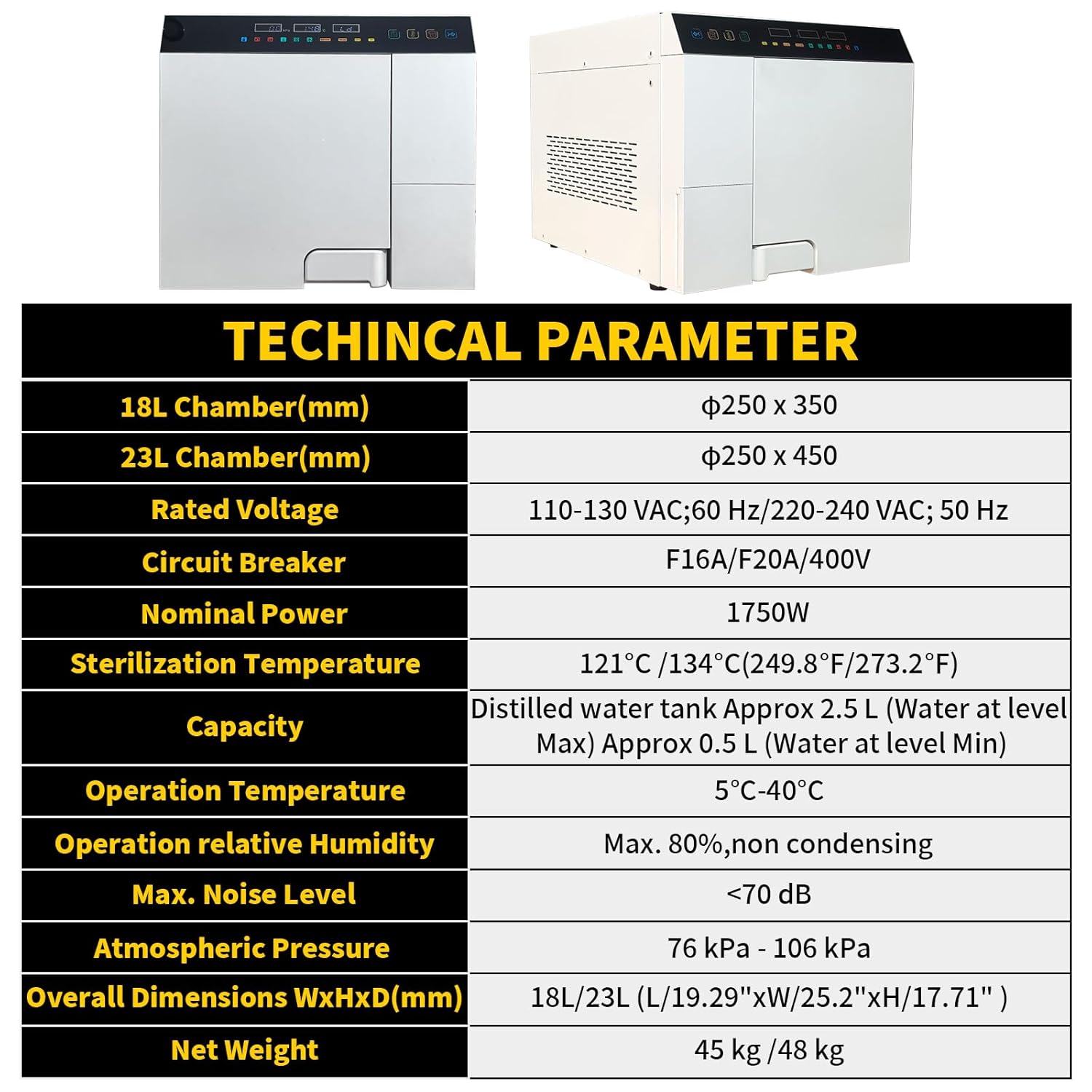 18L Fully Automatic Steam Autoclave Sterilizers,3-Times Vacuum Lab Autoclave Machine with Printer Adjust Sterilization Temperature Drying Time,Class B Steam Sterilizer Tool for Esthetician
