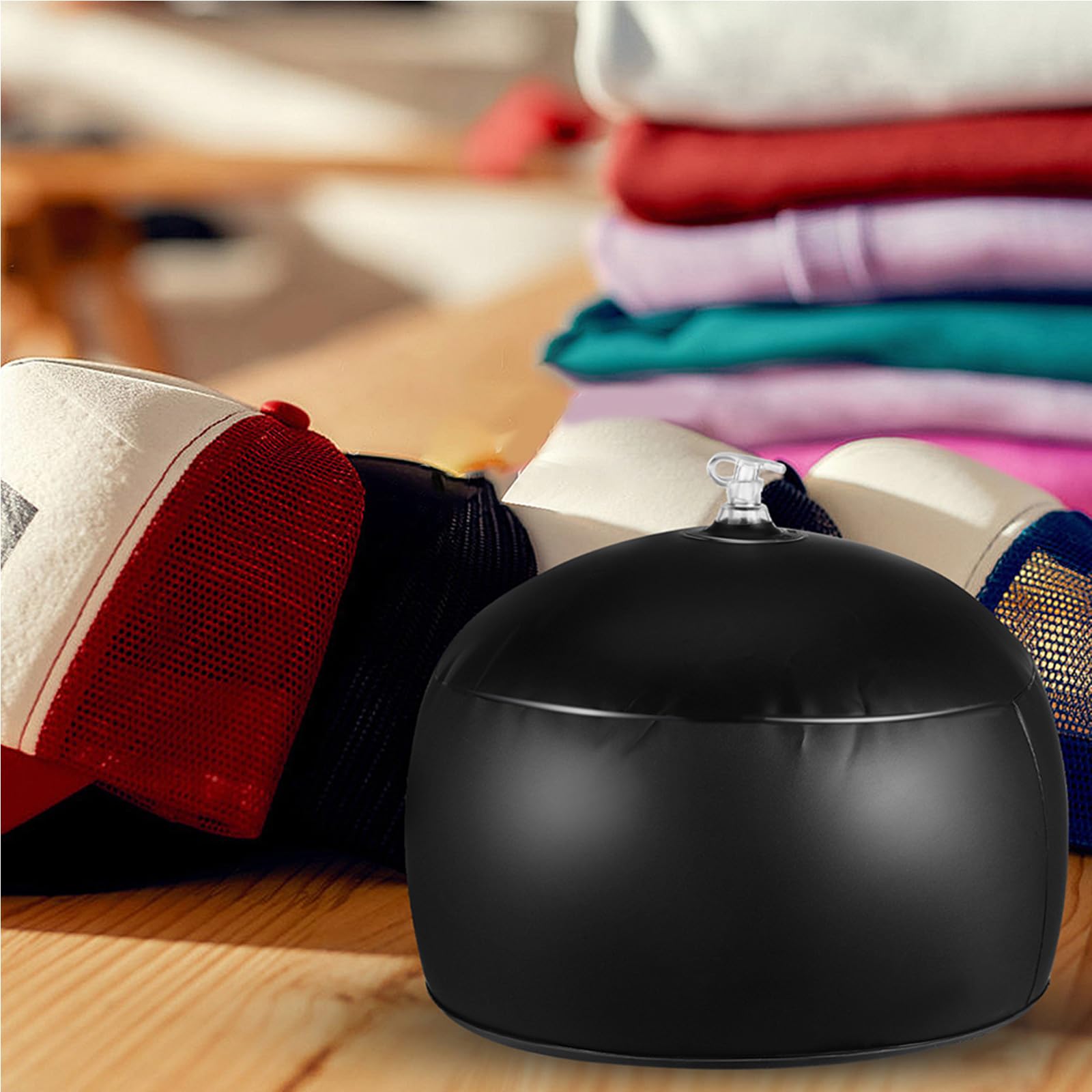 Healvian 2 Pezzi Sagomatore per Cappellino da Baseball in Pvc Nero, Supporto Gonfiabile per Cappelli, Previene la Deformazione, Adatto per Viaggi e Conservazione