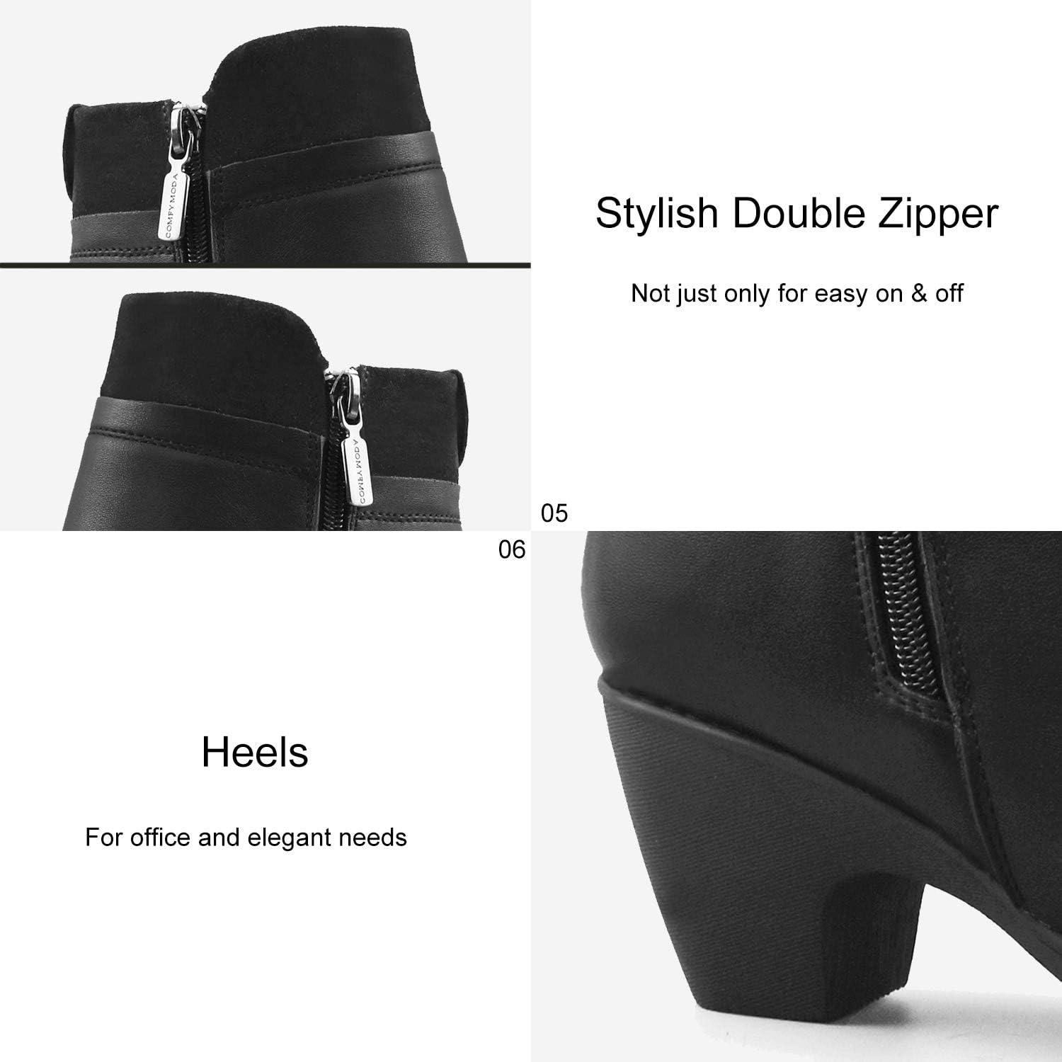 Comfy Moda Women's Leather Winter Ankle Boots Office Ankle & Bootie