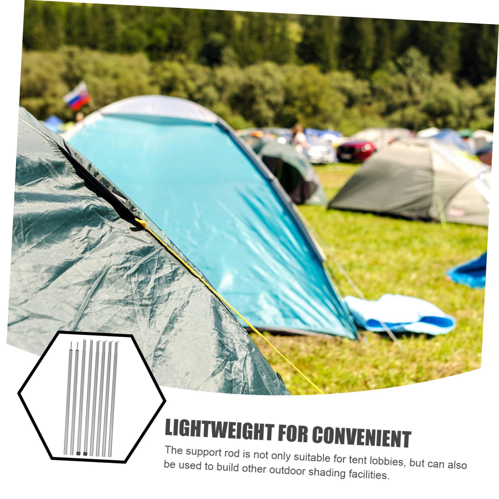Mikikit Support de Tente Universel tiges Flexible Soutien télescopique Trousse Accessoires de Camping piquets de Tente Solides Cadre de Support de Poteau de Tente Le Fer Black