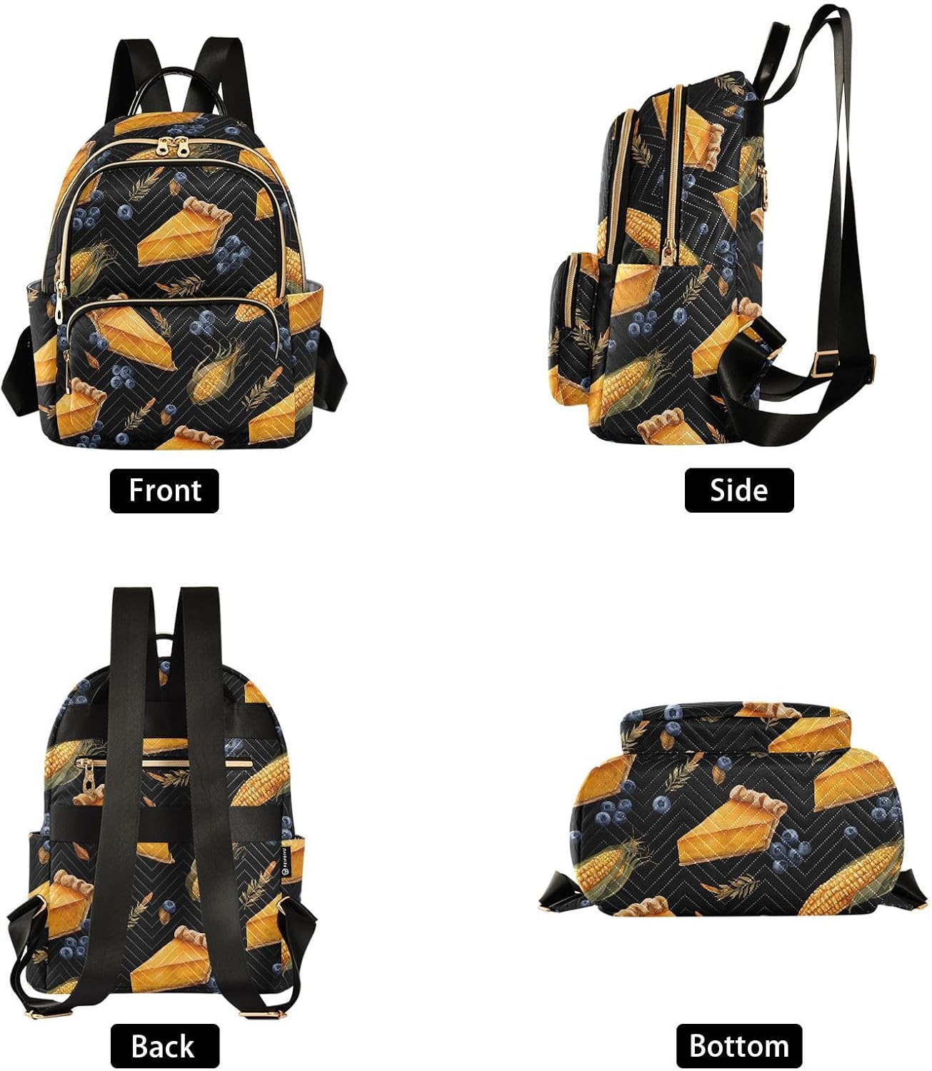 Pumpkin Pie Blueberry Corn Backpack Purse for Women Shoulder Bag Fashion Daypack Ladies Handbag Lightweight Travel Bag Rucksack