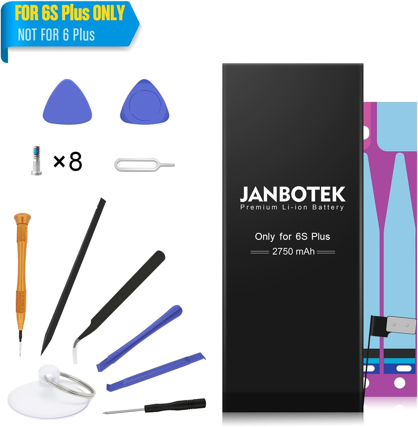 JANBOTEK Replacement Battery Compatible for iPhone 6S Plus - Repair Kit with Tools, Adhesive & Instructions - New 2750 mAh 0 Cycle Battery - 24-Month Warr
