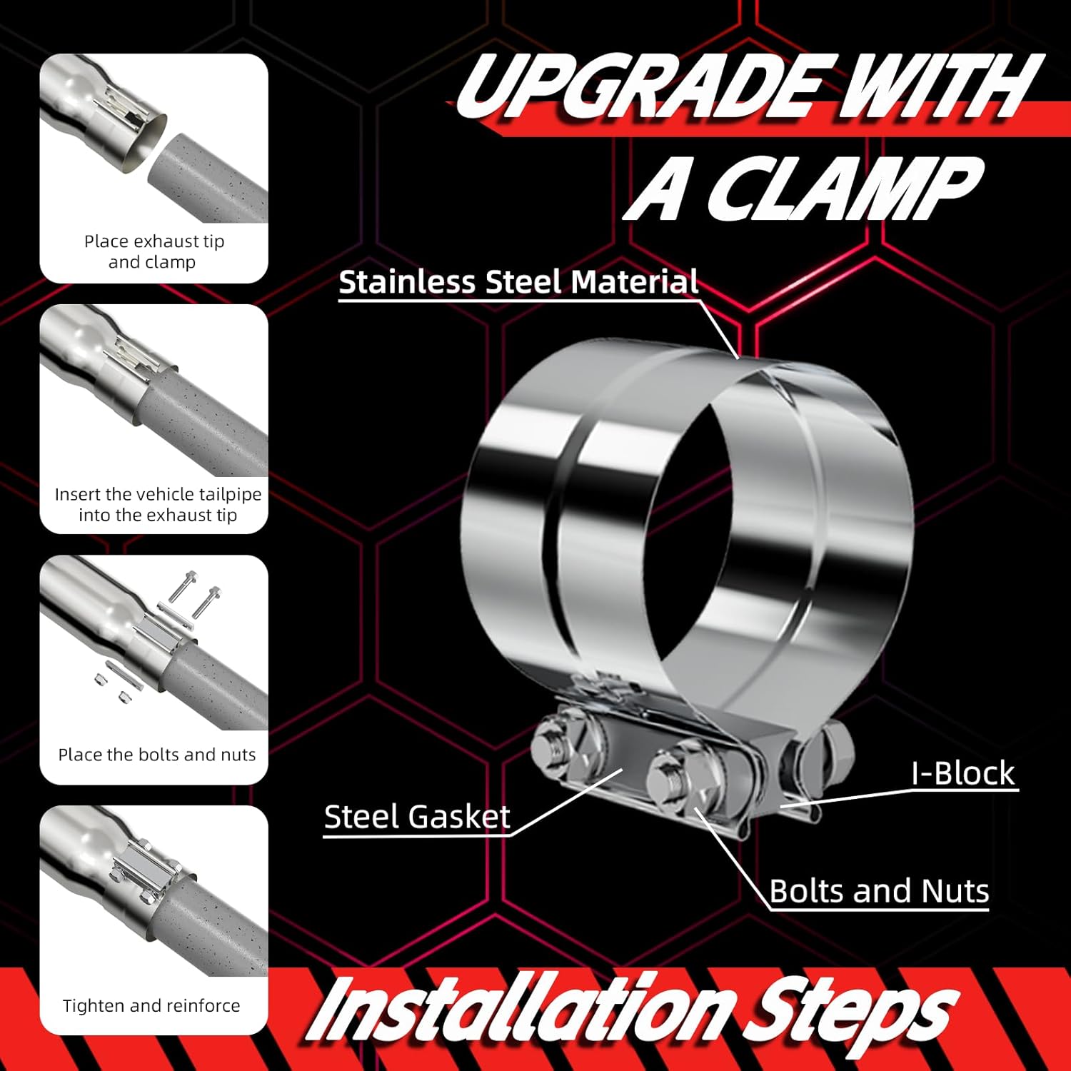 LCGP 4" Elbow Exhaust Tip with a Clamp, Chrome Electroplated Exhaust Pipe 4" Inlet 6" Outlet 23" Length Turndown Diesel Exhaust Tip