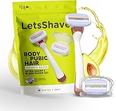 LetsShave Korean 3 Blade Body & Pubic Hair Razor Set, Dual Moisture Bar & Soothing Strip, Micro Comb Guard, Pivot Head, Pink, Men's Sensitive Skin, 3 Count