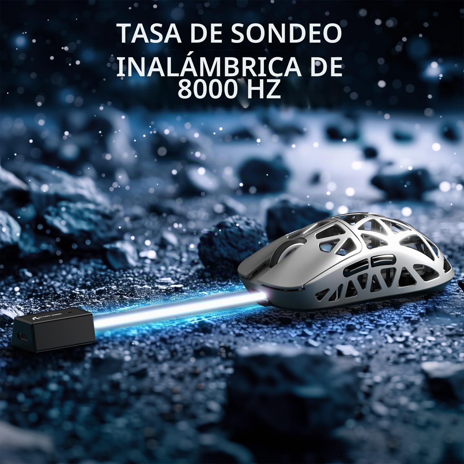 ATTACK SHARK R2PRO 45g Superlight Ratón de Aleación de Magnesio, Sensor PixArt PAW3950, 42000DPI Ultraligero Mouse, 8000Hz Sondeo inalámbrico, Cableado/2,4G/BT, con Cable en Espiral, PC/Mac, Gris