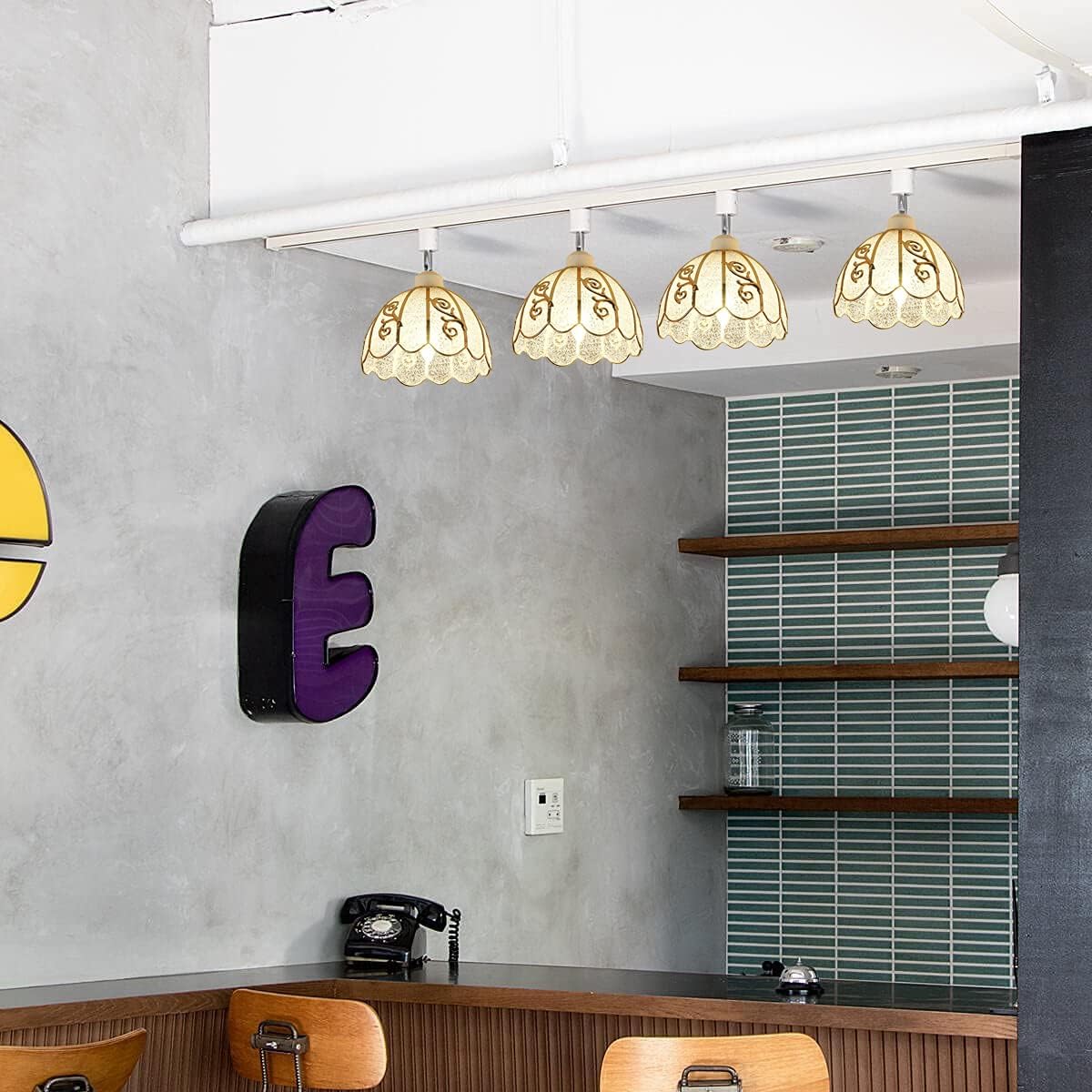 Adjusted Angle H-Type Track Head Pendant Light E26 Base Plastic Lampshade Track Lighting Fixture Nordic Modern Style for Bar Gallery Mirror Front Loft Balcony Bulb and Track Not Included