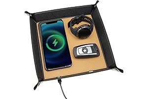 LAVAVIK Leather Nightstand Organizer with Wireless Charger