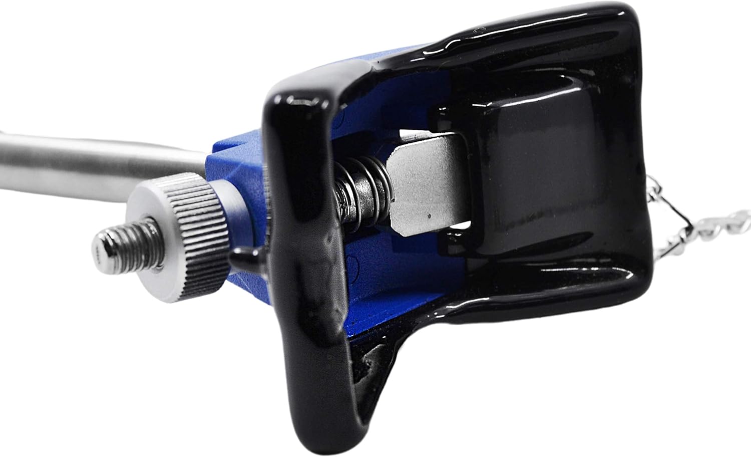 EISCO Clamp, 8 Inch with Chain, 19 Inch - With Stainless Steel Rod - Ideal For Beakers, Bottles and Flasks